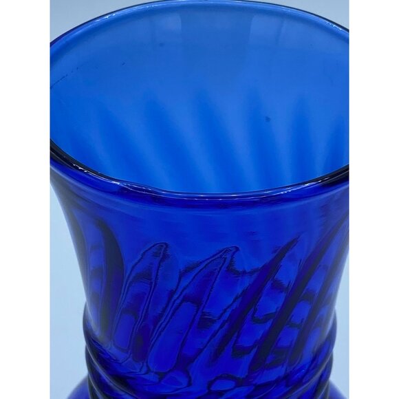 Brody Cobalt Blue Swirl Design Glass Vase 6 -1/4" - Picture 4 of 7
